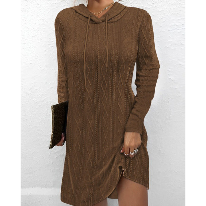 Robe en tricot pour femmes avec capuche et motif texturé Chic & Stil