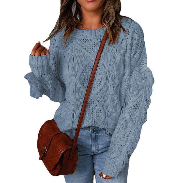 Knit sweater for women with voluminous sleeves and refined color details Lune London