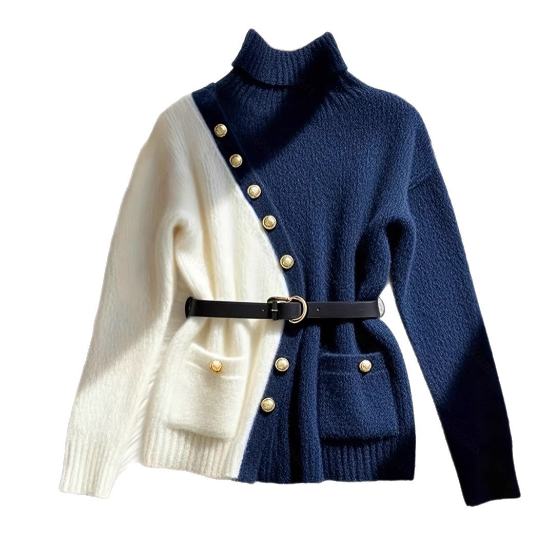 Women Chic sweater with high collar and elegant buttons Lune London