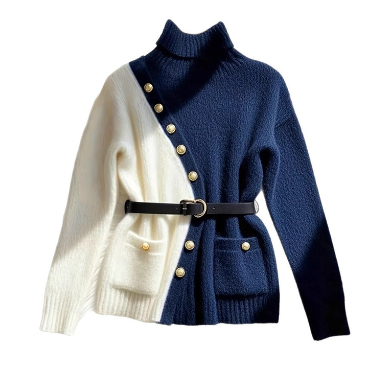 Women Chic sweater with high collar and elegant buttons Lune London