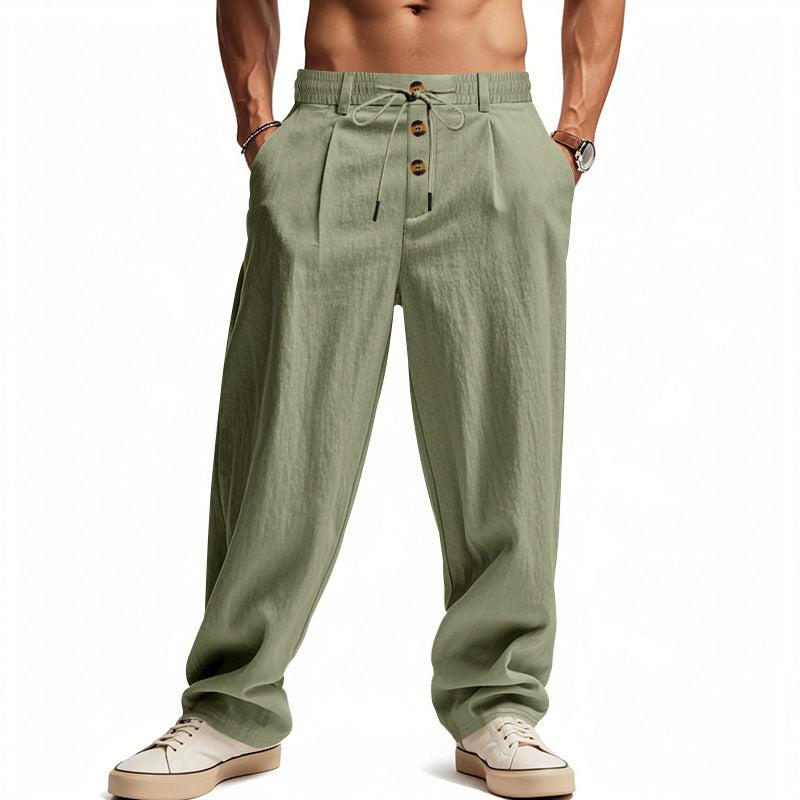 Men's Casual Linen Pants with Breathable Cut and Adjustable Drawstring Lune London