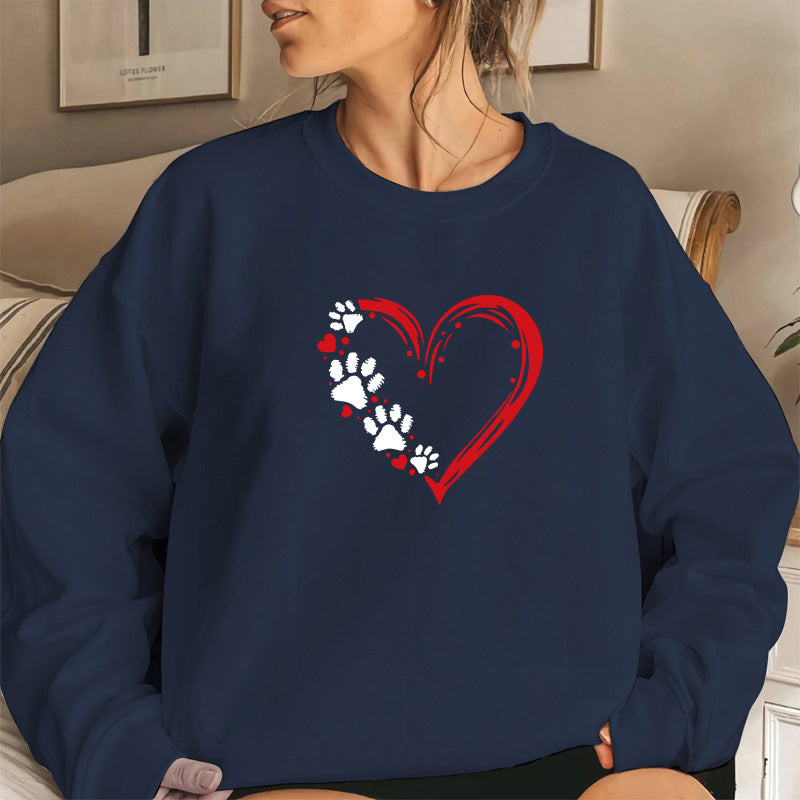 Sweatshirt pour femmes avec un design créatif de cœur et de patte Chic & Stil