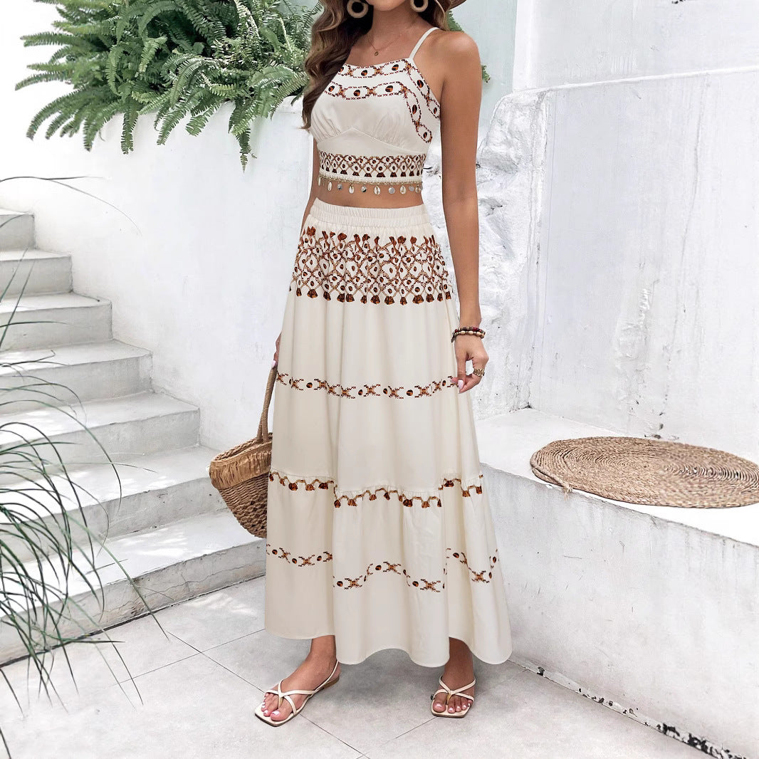 Maxi dress for women with delicate embroidered pattern and airy silhouette Lune London