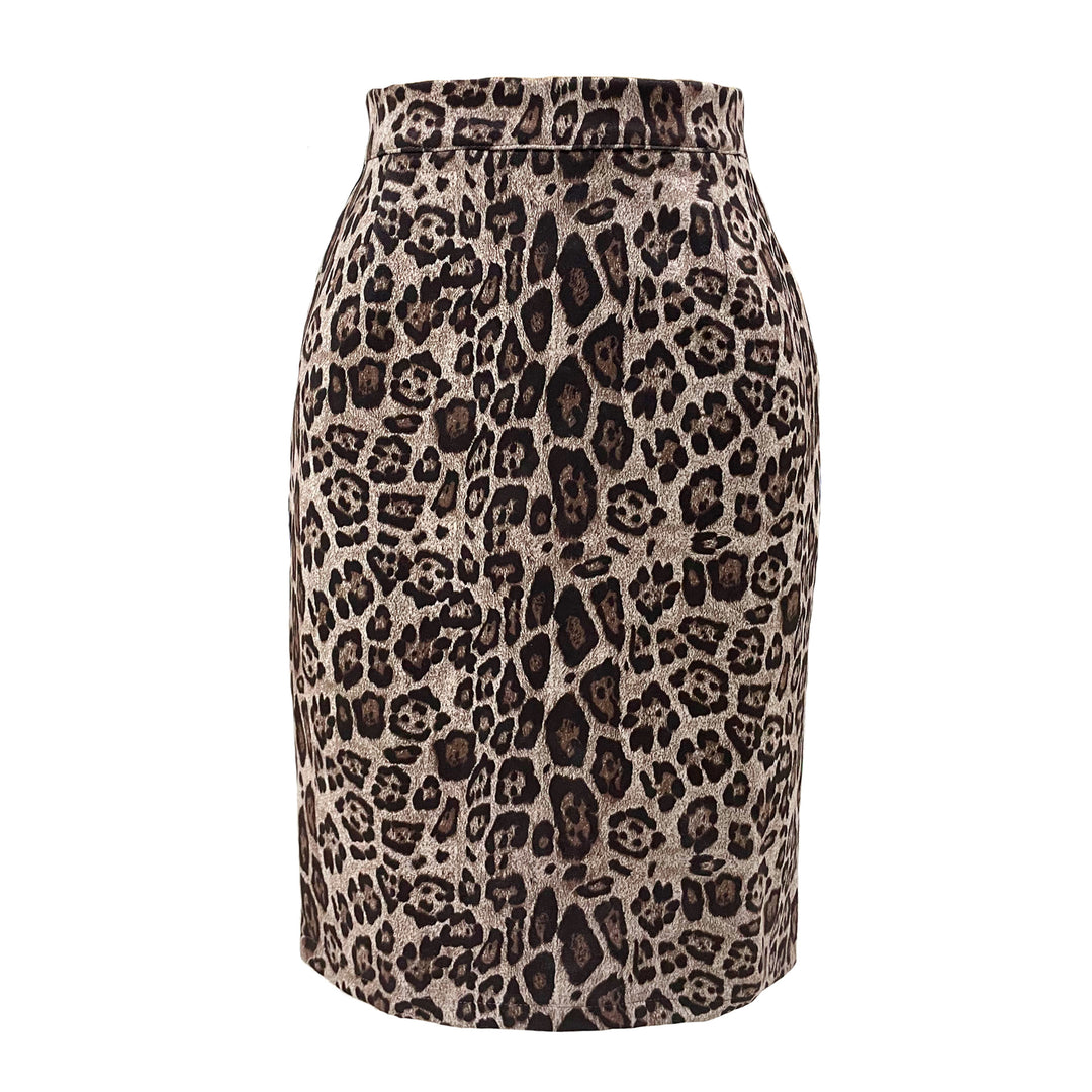 Ladies Elegant Pencil Skirt with Leopard Pattern Lune London
