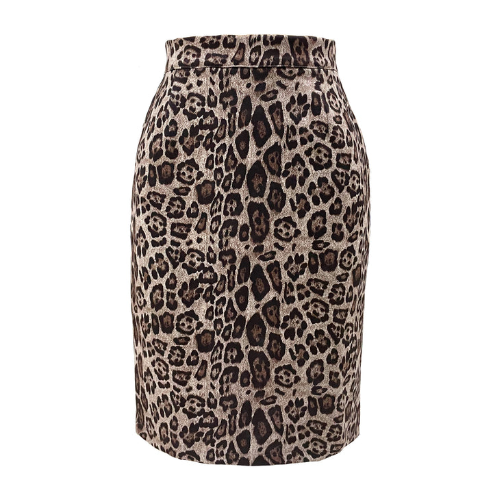 Ladies Elegant Pencil Skirt with Leopard Pattern Lune London