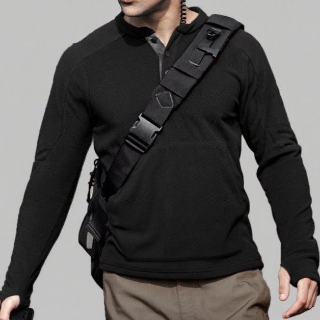Men's fleece pullover with a stylish high collar and practical buttons Lune London