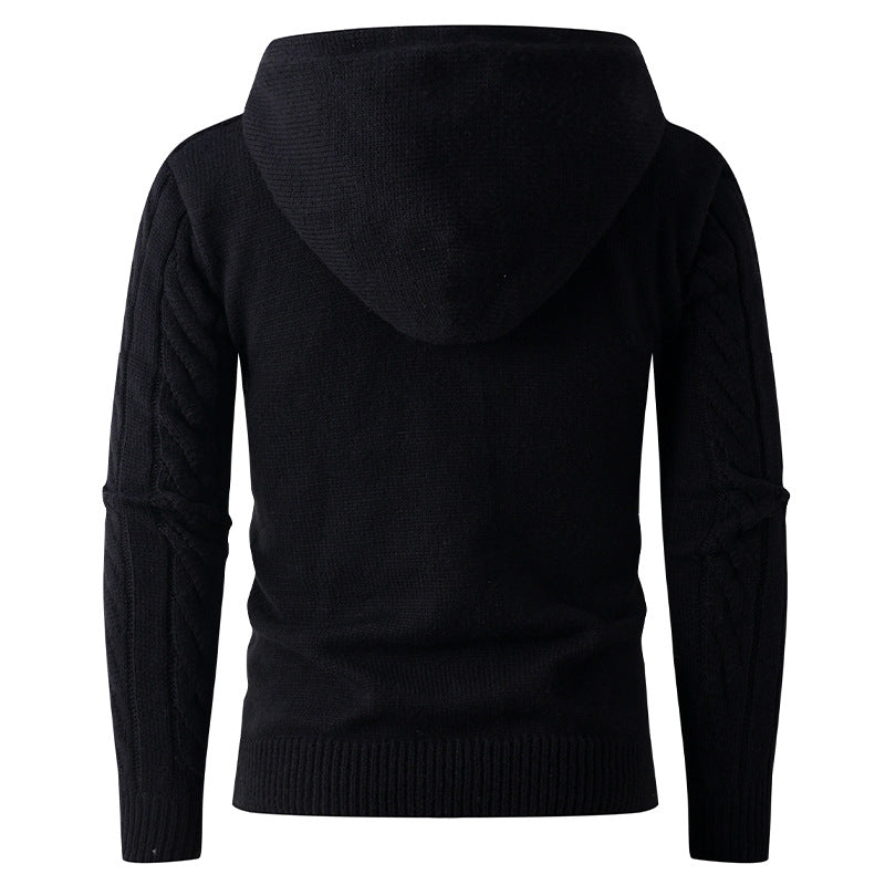Men's knitted hoodie jacket with modern twisted pattern Lune London