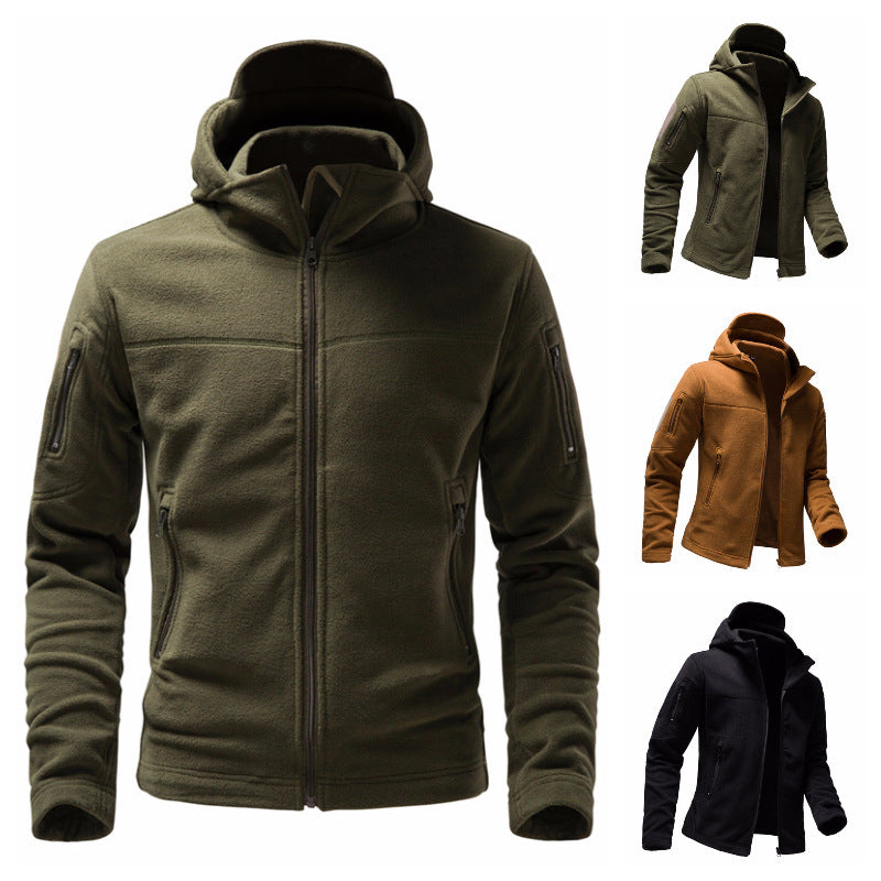 Men's fleece jacket with hood and functional pockets Lune London