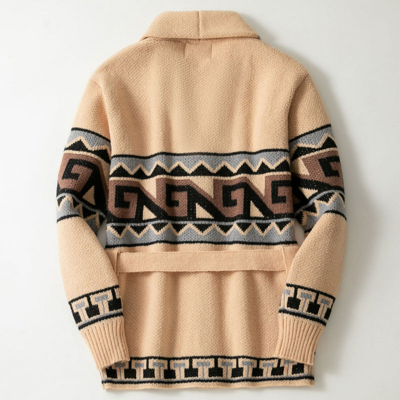 Cardigan for women with graphic pattern and belt Lune London