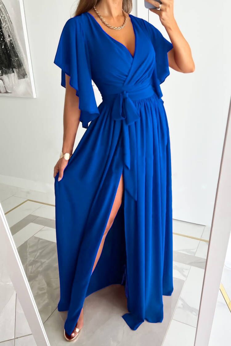 Fluid maxi dress for women with elegant butterfly sleeves Lune London