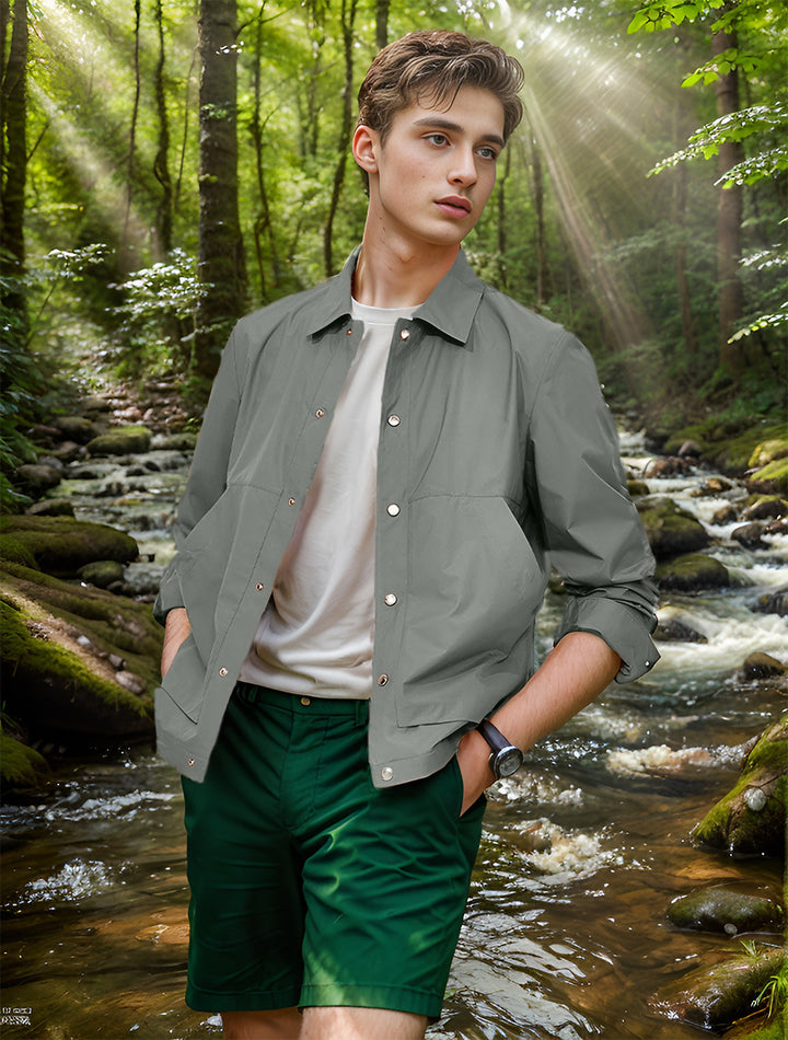 Men's multifunctional summer jacket with snap button closure and breathable inserts Lune London