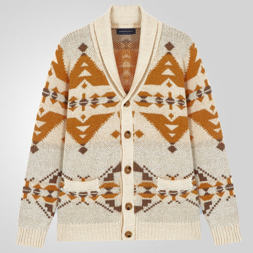 Men's knit jacket with a geometric pattern and a soft, warm lining Lune London