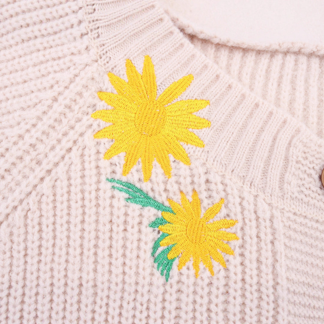 Knit sweater for women with floral embroidery Lune London