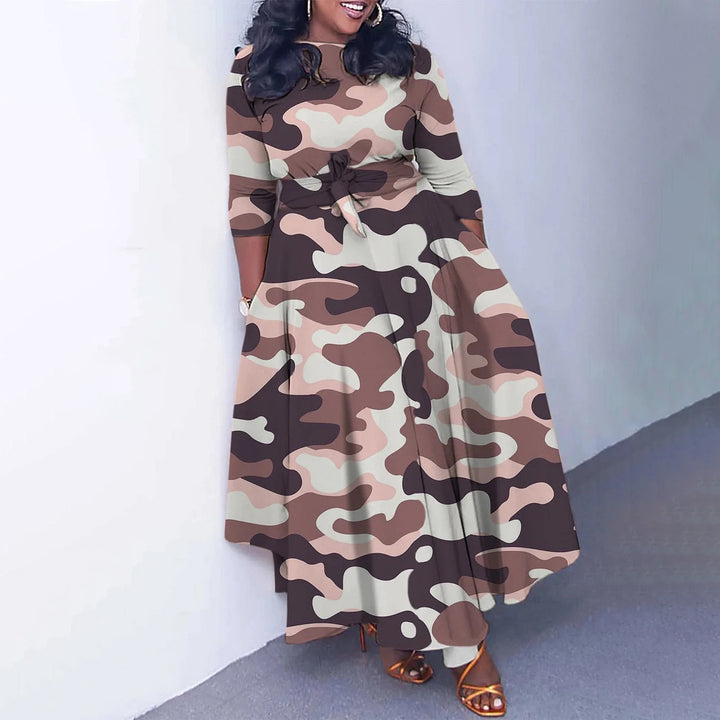 Maxi dress for women with a waist belt and long sleeves Lune London