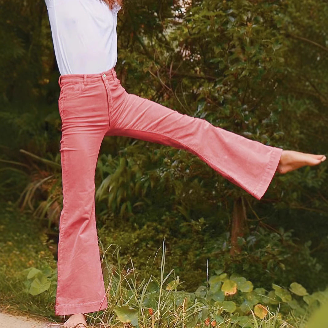 Wide high-waisted flared jeans for ladies Lune London