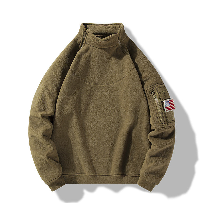 Fleece pullover for men with a high collar and practical zip pockets Lune London