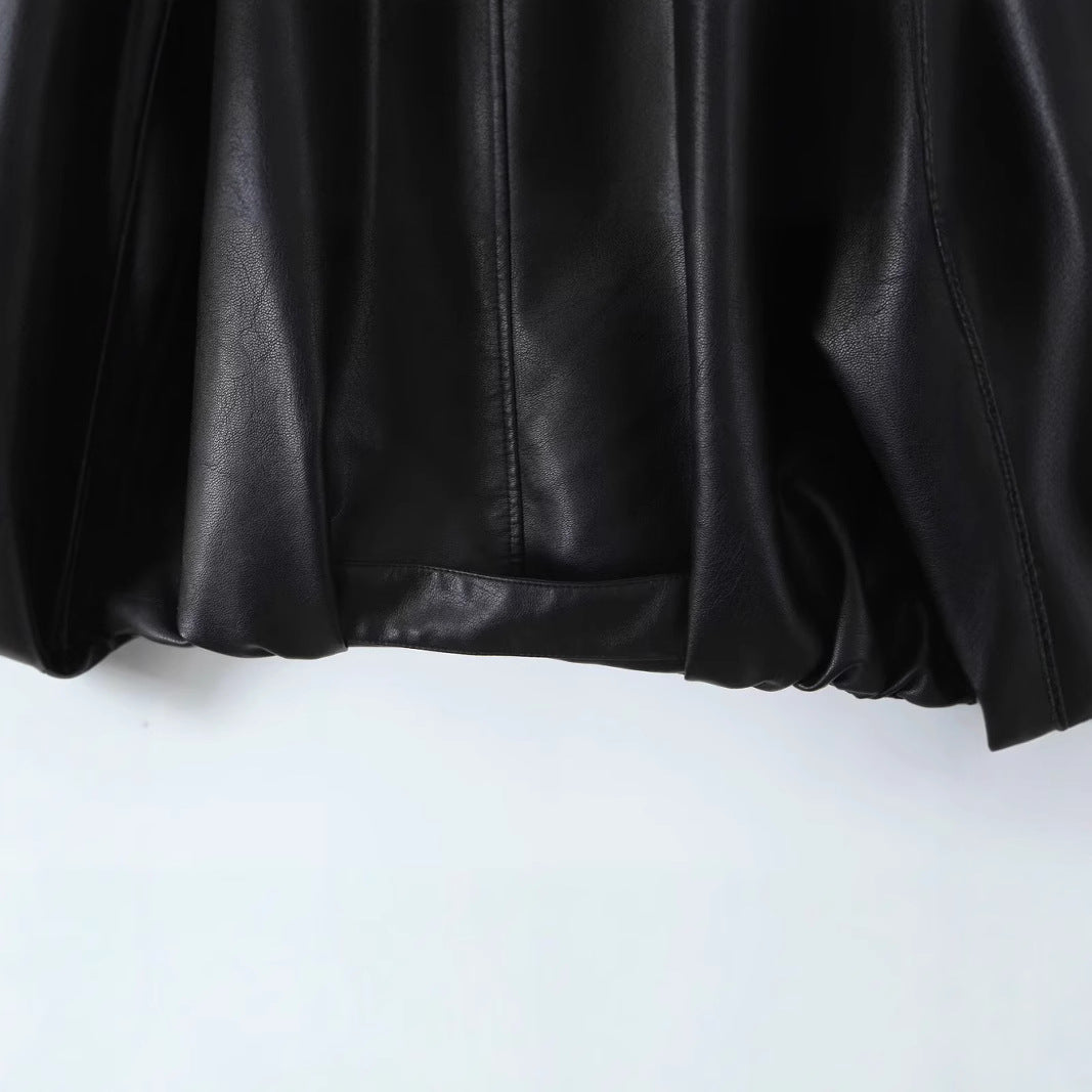 Faux leather jacket for women with a fitted cut and practical zip pockets Lune London