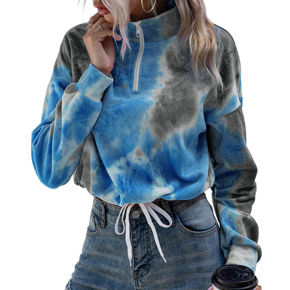 Fleece pullover with high neck and drawstring for women Lune London