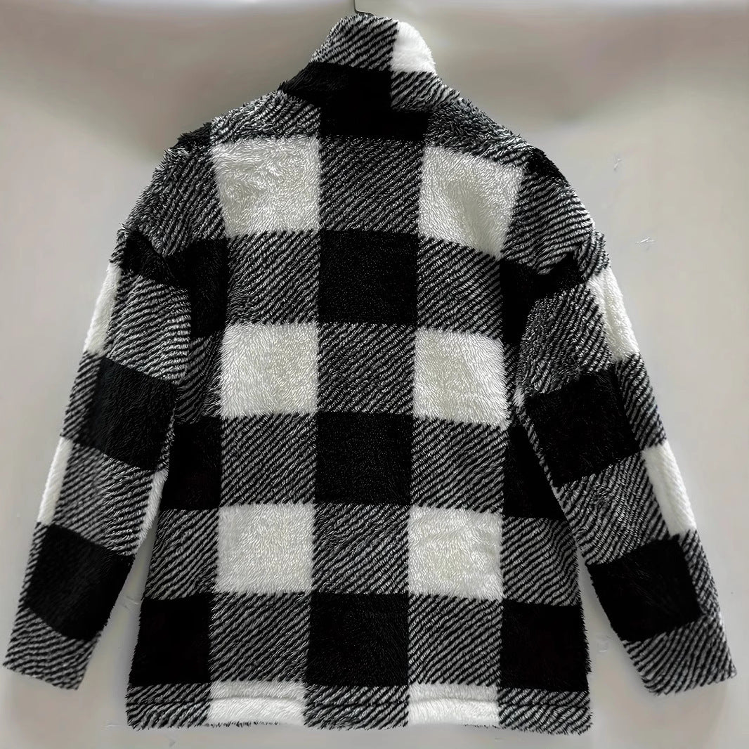 Flannel jacket for women with a large check pattern and a soft inner lining Lune London