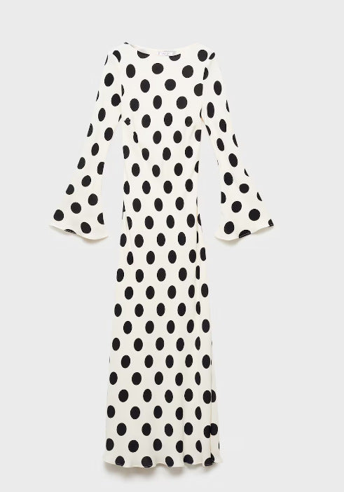 Robe maxi femme avec un motif à pois à la mode et des manches évasées Chic & Stil