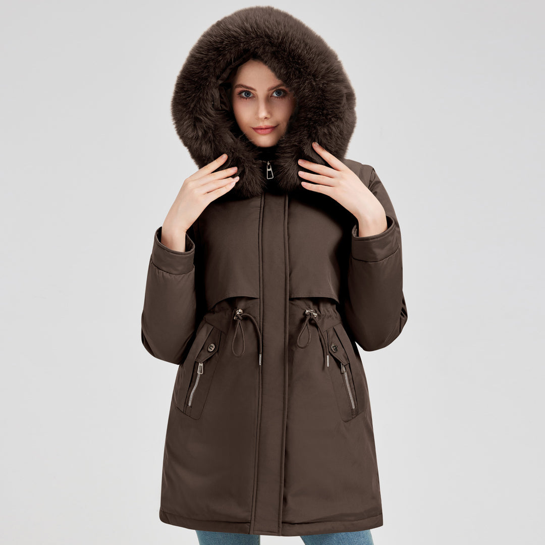 Ladies Exclusive Functional Jacket with Removable Hood and Decorative Faux Fur Lune London