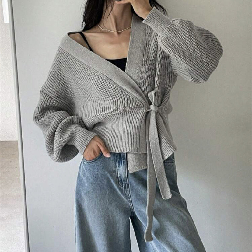 Women’s knit tie jacket with soft material and a casual fit Lune London