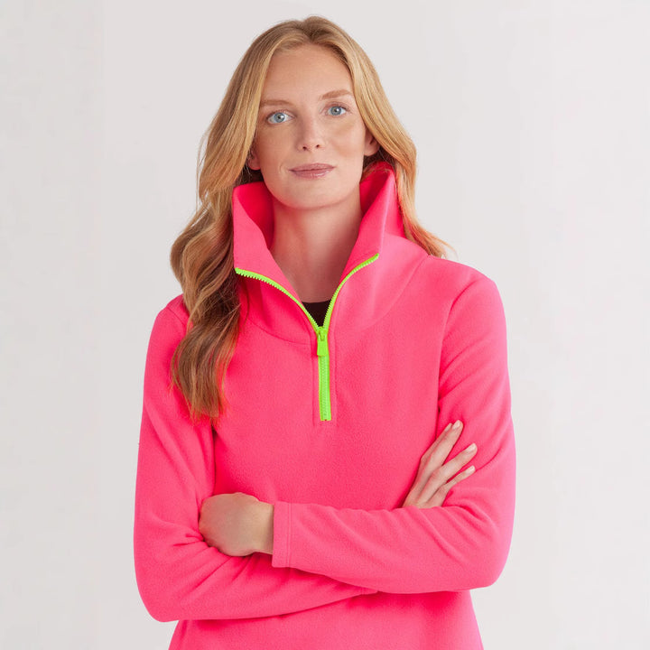 Fleece pullover for women with high collar and sporty zipper Lune London
