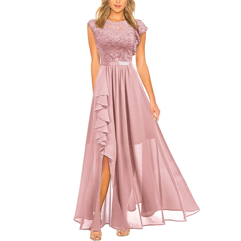 Ladies Elegant Evening Dress in Lace and Chiffon Lune London