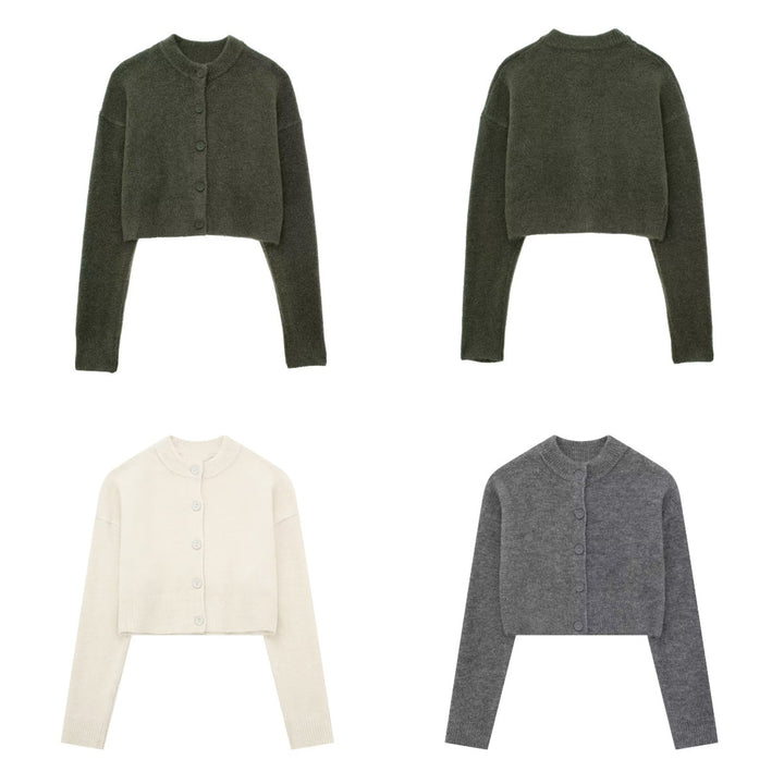 Cropped knit jacket for women with elegant button details Lune London