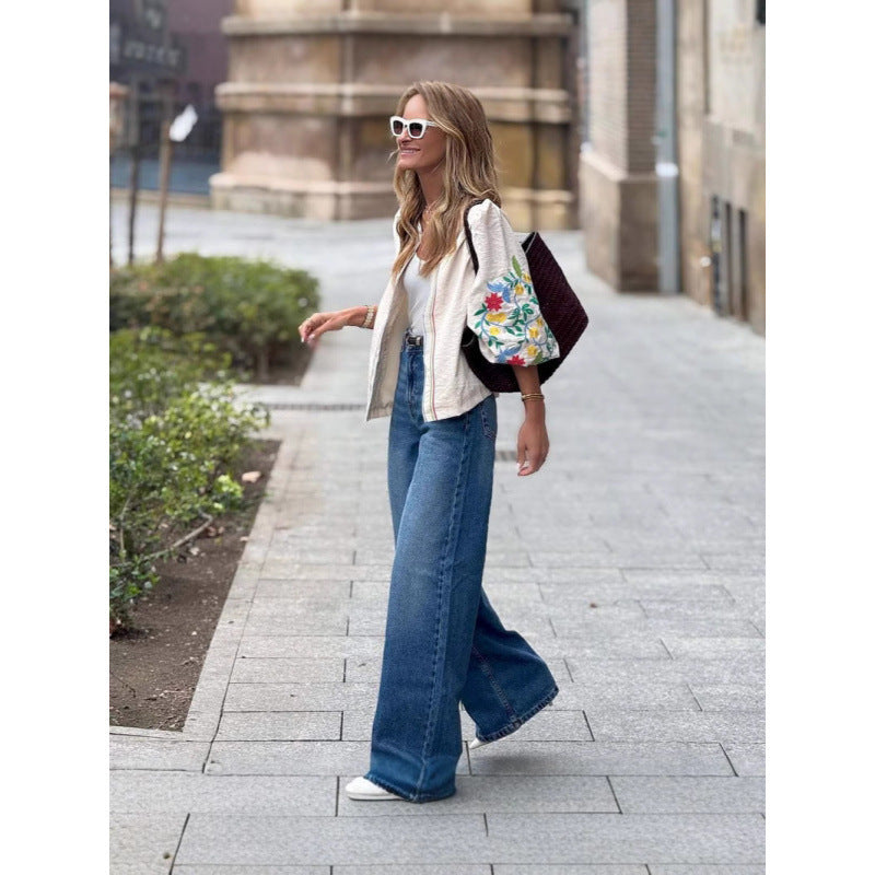 Blouse woman with colorful embroidery and voluminous sleeves Lune London