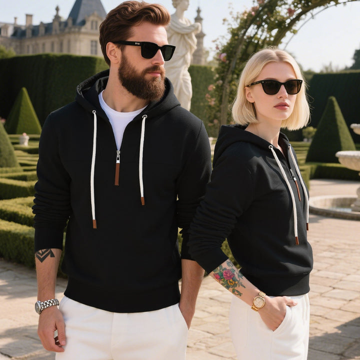 Men's Fleece Hoodie with modern zipper and kangaroo pocket Lune London