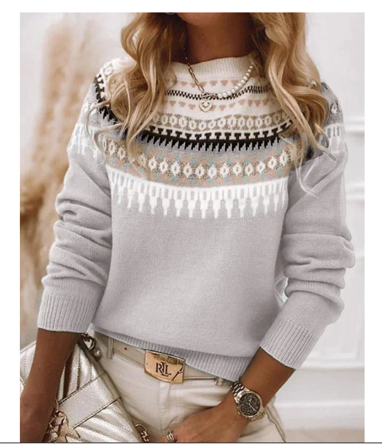 Pull féminin en design tricot scandinave avec motif ludique Chic & Stil