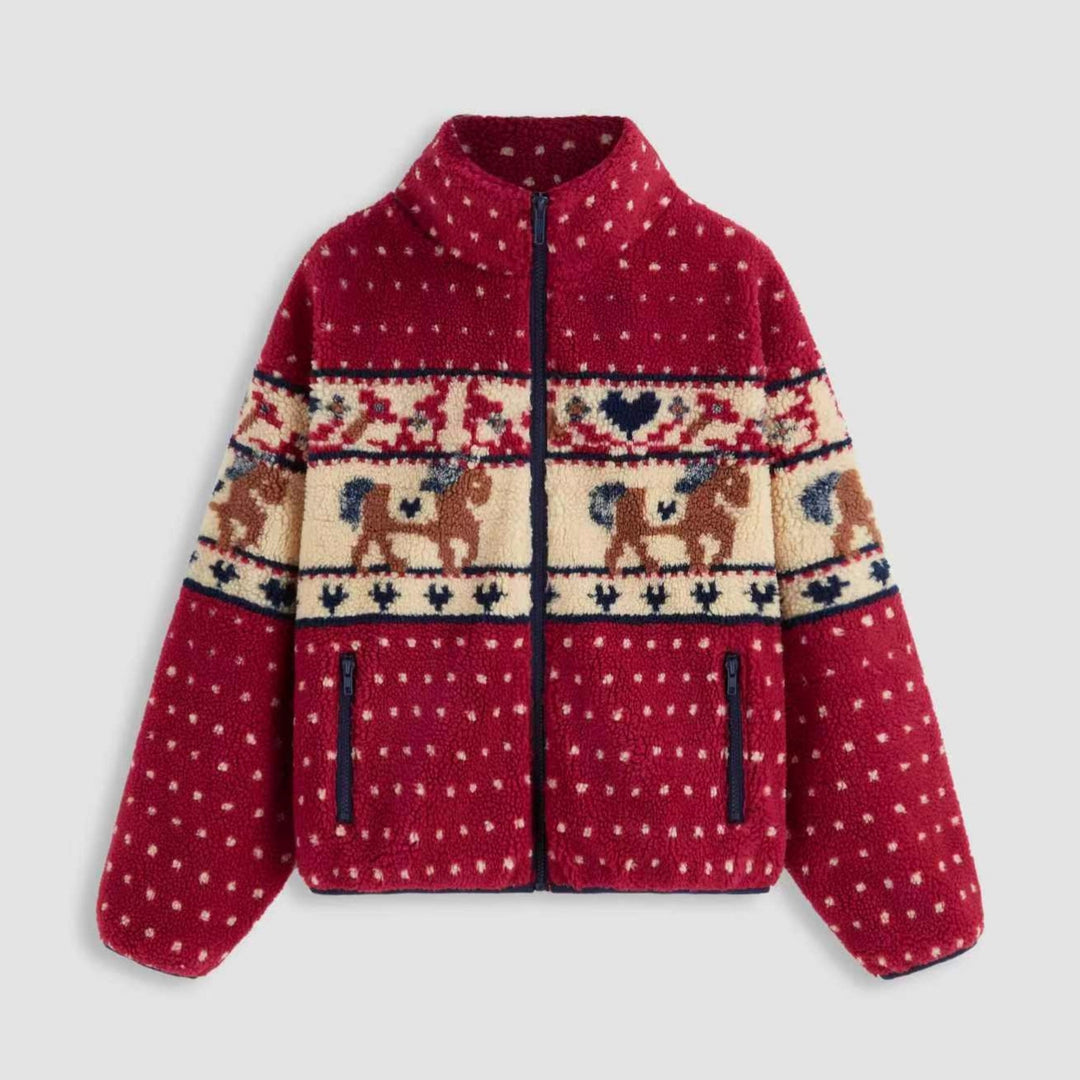 Veste en polaire pour femmes avec imprimé animal et col haut Chic & Stil
