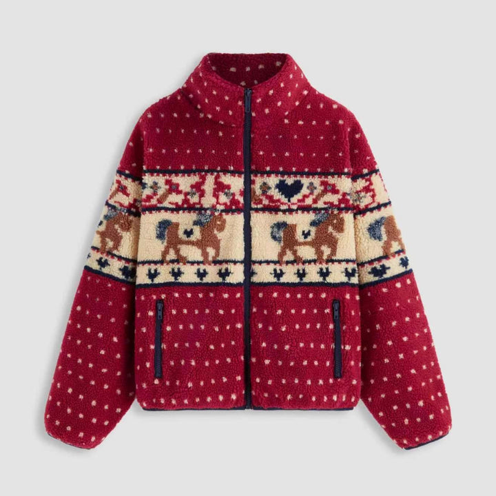 Veste en polaire pour femmes avec imprimé animal et col haut Chic & Stil