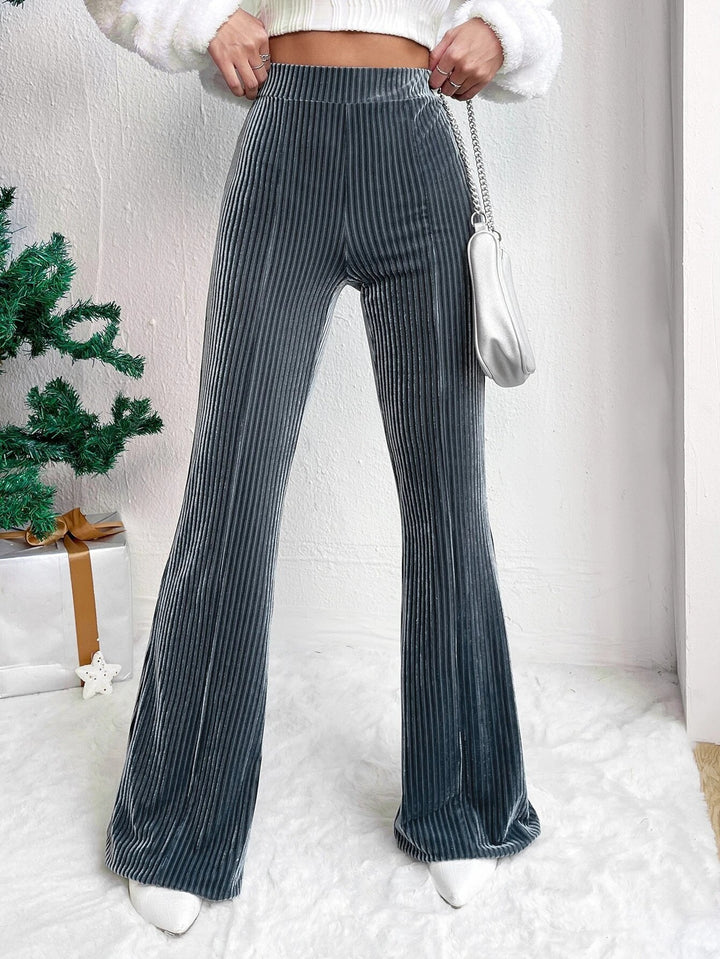 Women Elegant and Comfortable Satin Pants with Vertical Stripes Lune London