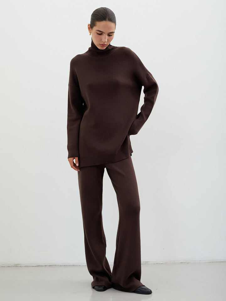 Modular knitted set for women with high collar and loose fit Lune London