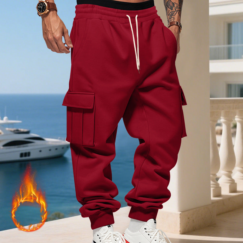 Men's cargo joggers with side pockets and elastic waistband. Chic and style.