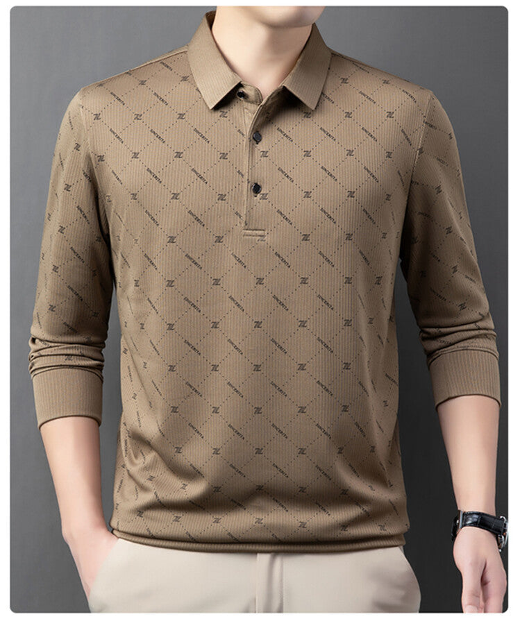 Men's Long Sleeve Polo with an innovative pattern and breathable properties Lune London