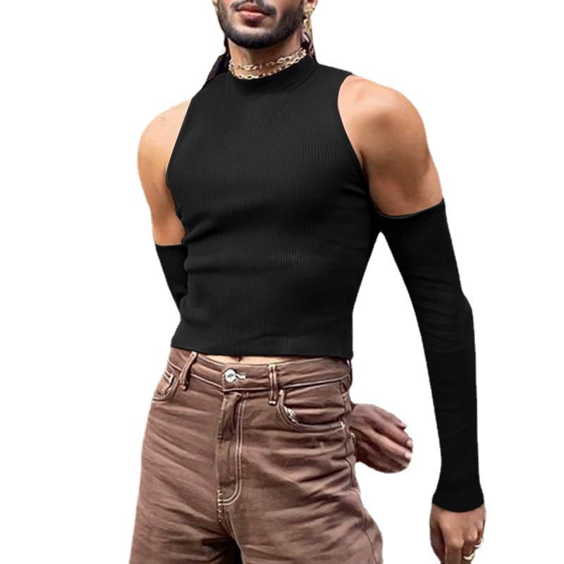 Men's sleeveless top with high collar in fashion and long sleeve design Lune London