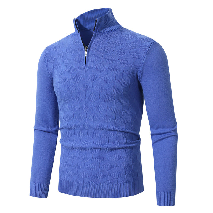 Trendy knit sweater for men with half-zip and structured design Lune London