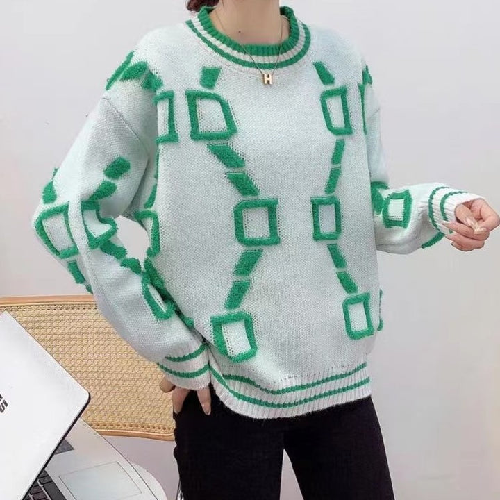 Ladies Fashion Sweater with Geometric Pattern Lune London