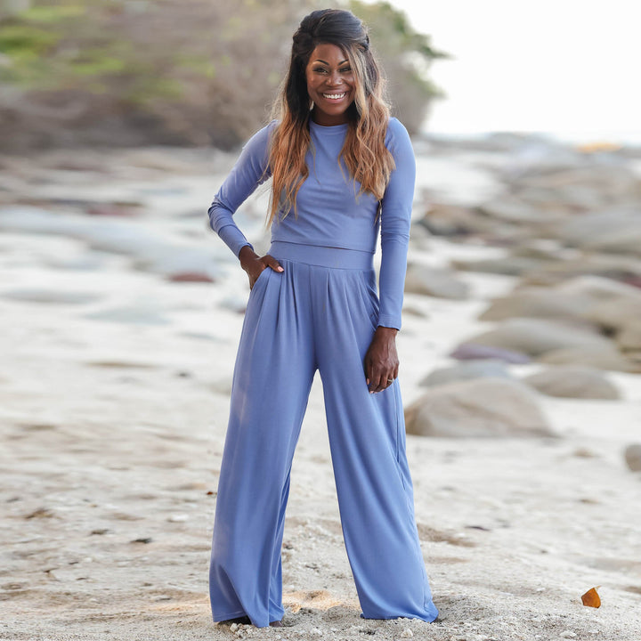 Women's jumpsuit with a wide leg cut and long sleeves Lune London