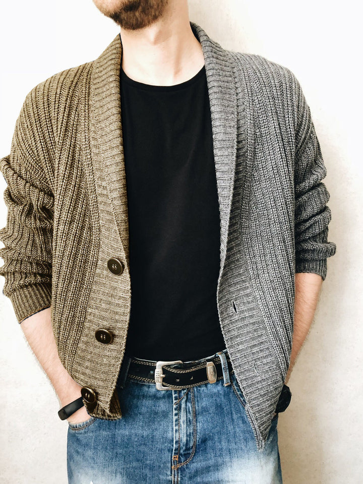 Men's knitted jacket with textured surface and modern buttons Lune London
