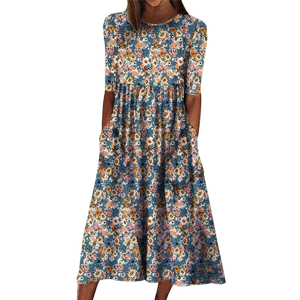 Women’s midi dress with floral design and practical pockets Lune London