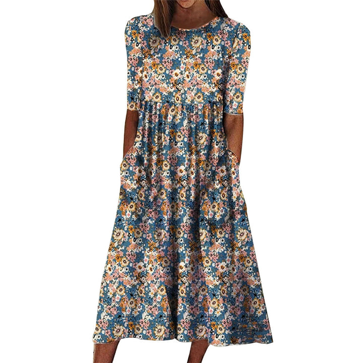 Women’s midi dress with floral design and practical pockets Lune London