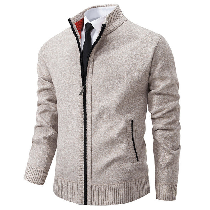 Men's Sporty Cardigan with Stand-Up Collar and Zipper Lune London