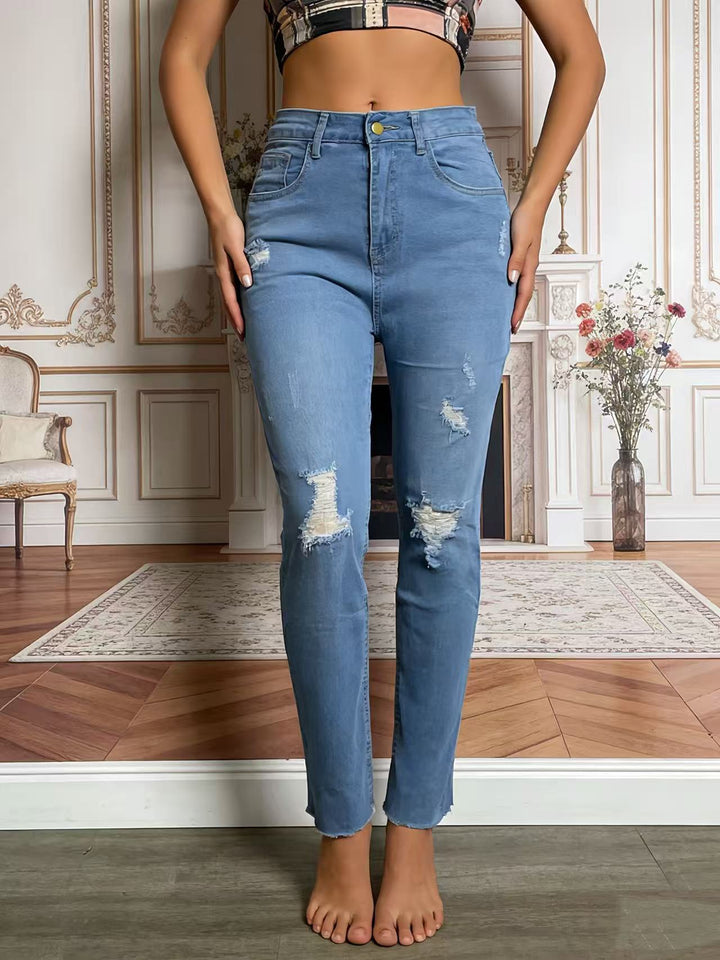 Women's casual skinny jeans in modern destroyed look Lune London