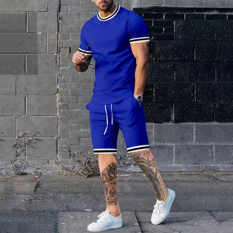 Men Short Sleeve Sport Set with Contrast Stripes Lune London