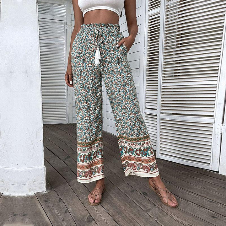 Women Wide Pants Floral Bohemian Lune London