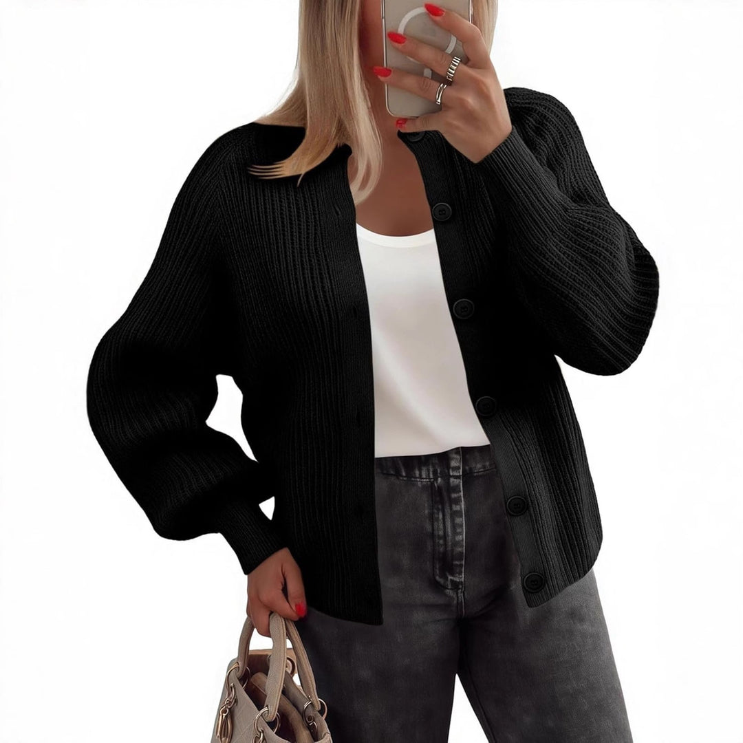 Ladies Large Knit Buttons Cardigan Lune London